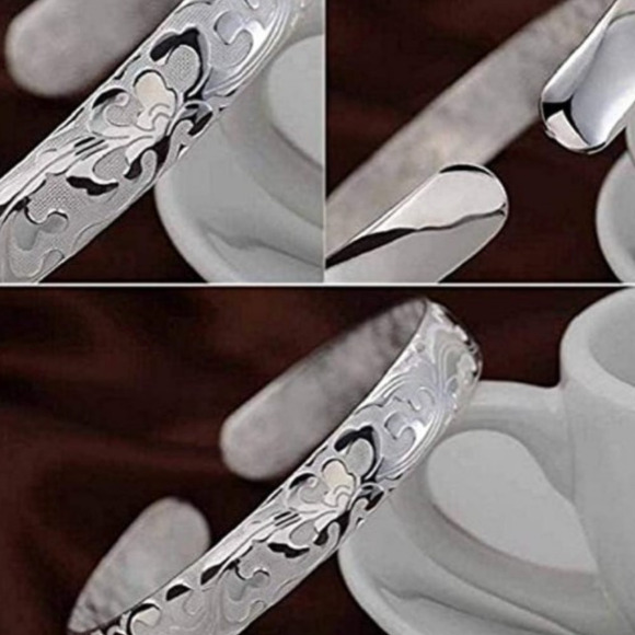 Sterling Silver Bangle Bracelet 925 Sterling Silver Bracelet Bangle Adjustable - Picture 5 of 9